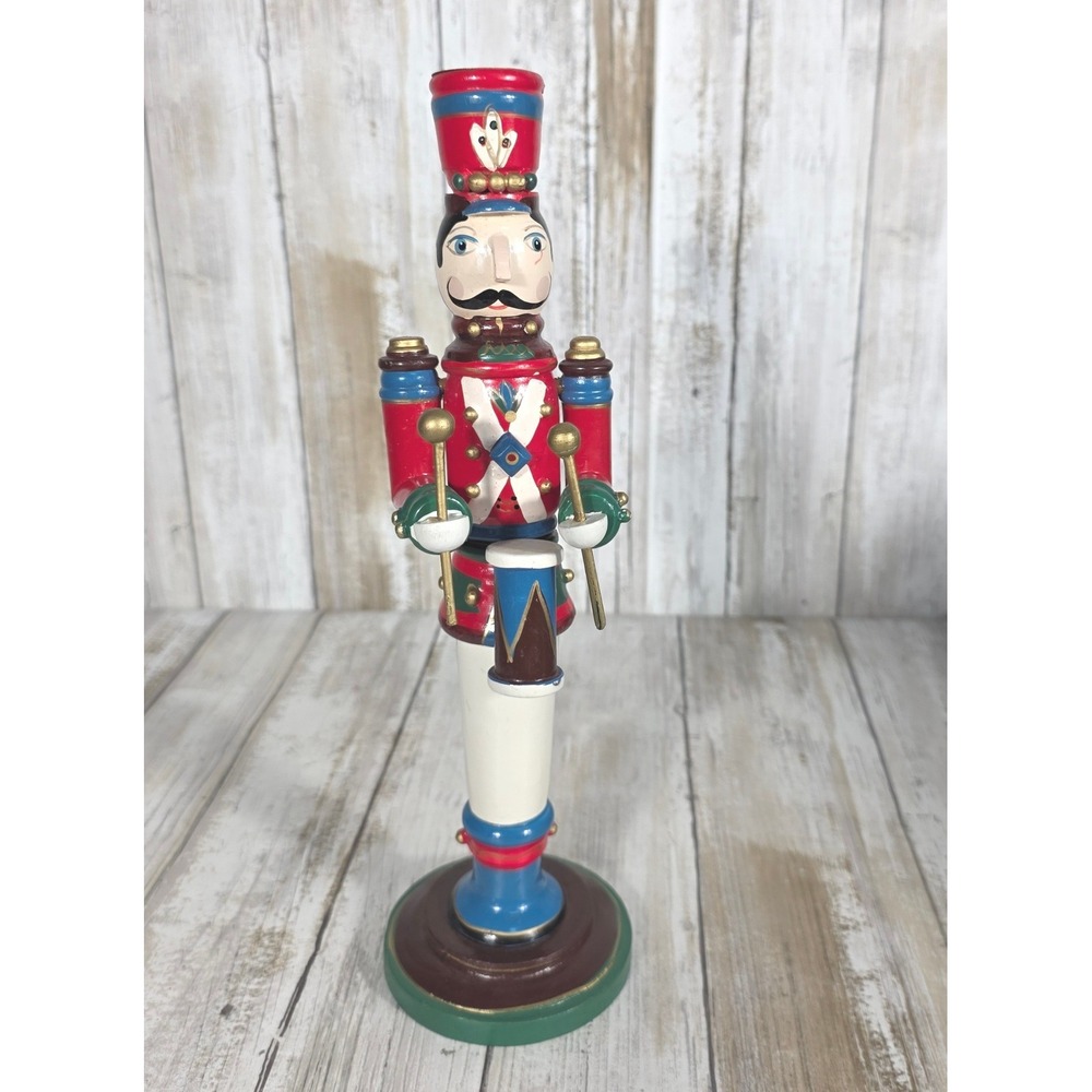 Kurt Adler Wooden Nutcracker Drummer Soldier Christmas Holiday Decor Red Blue